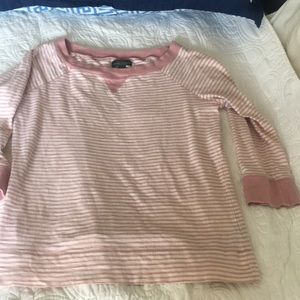 LRL Pink and white striped 3/4 length cotton top